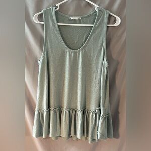 Love Riche - Sage Green Leopard Print Ruffle Hem Tank Top